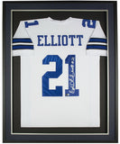 Ezekiel Elliott Signed Framed Custom White Pro Style Football Jersey BAS ITP