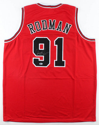 Dennis Rodman Signed Chicago Bulls Jersey (Beckett COA) 7xNBA Rebound Champ