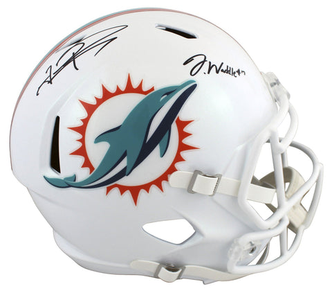 Dolphins Tua Tagovailoa & Jaylen Waddle Signed Full Size Speed Rep Helmet FAN