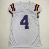 Autographed/Signed CJ C.J. Daniels LSU White College Football Jersey BAS COA