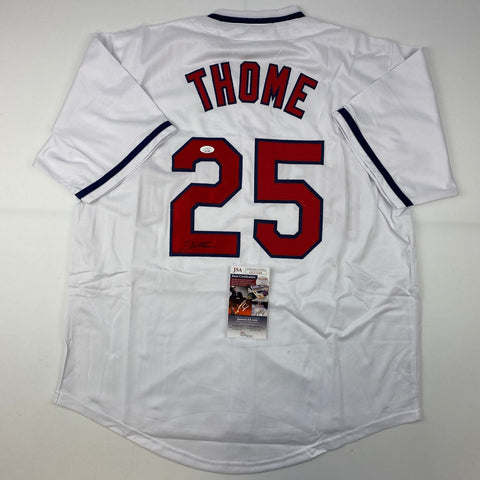 Autographed/Signed Jim Thome Cleveland White Baseball Jersey JSA COA