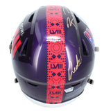 Brock Purdy, Deebo, & McCaffrey Autographed SB Logo Flex Helmet Fanatics LE