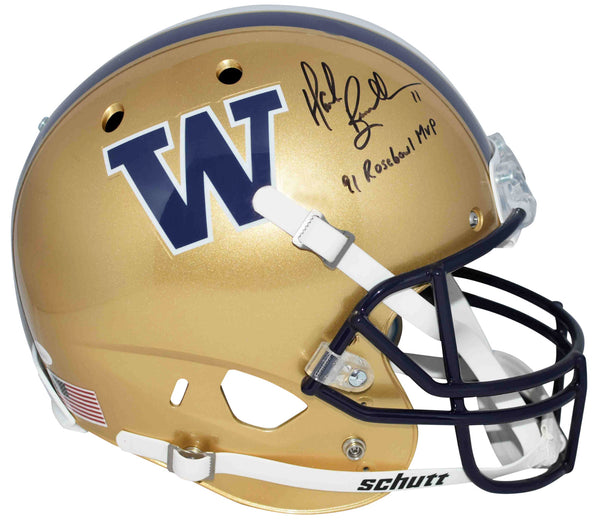 MARK BRUNELL SIGNED WASHINGTON HUSKIES FULL SIZE HELMET W/ 91 ROSE BOWL MVP