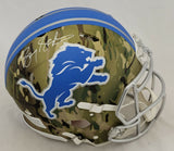 BARRY SANDERS SIGNED DETROIT LIONS FS CAMO SPEED AUTHENTIC HELMET SCHWARTZ COA