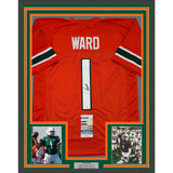 Framed Autographed/Signed Cameron Cam Ward 35x39 Miami Orange Jersey JSA COA