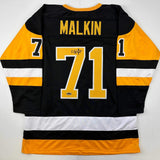 Facsimile Autographed Evgeni Malkin Pittsburgh Black Reprint Auto Jersey Mens XL