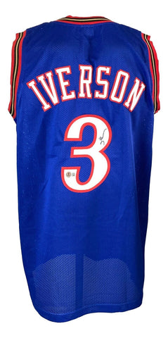 Allen Iverson Philadelphia Signed Blue Basketball Jersey BAS