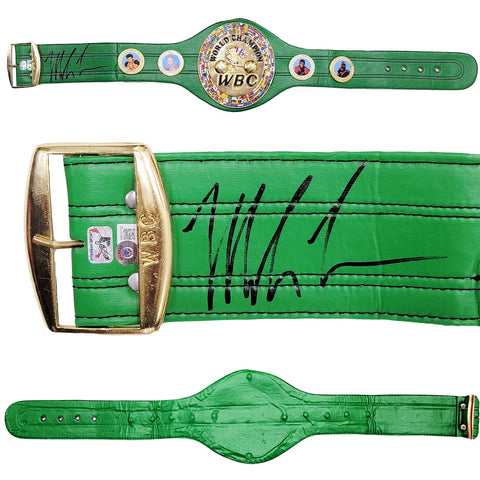 MIKE TYSON AUTOGRAPHED GREEN WBC WORLD CHAMPIONSHIP BELT BECKETT WITNESS 210832