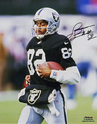 James Jett Signed Raiders Black Jersey Running With Ball 8x10 Photo - (SS COA)