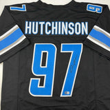 Autographed/Signed Aidan Hutchinson Detroit Black Jersey Beckett BAS COA