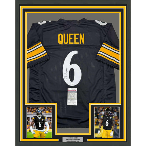 Framed Autographed/Signed Patrick Queen 35x39 Pittsburgh Black Jersey JSA COA