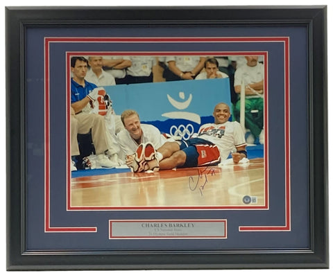 Charles Barkley Signed Framed 11x14 USA Dream Team Photo BAS