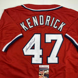 Autographed/Signed HOWIE KENDRICK Washington Red Baseball Jersey JSA COA Auto