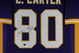 CRIS CARTER (Vikings purple TOWER) Signed Autographed Framed Jersey Beckett