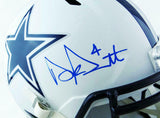 Dak Prescott Autographed Dallas Cowboys F/S Flat White Speed Helmet-Beckett Auth