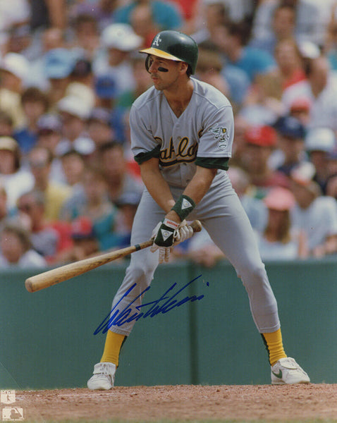 Walt Weiss Signed Oakland A's Grey Jersey Batting 8x10 Photo - (SCHWARTZ COA)