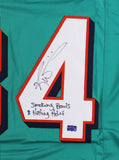 Ricky Williams Signed Miami Custom Teal Jersey w- Hitting Holes/Smoking Bowls