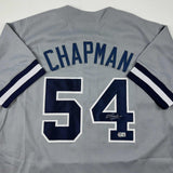 Autographed/Signed Aroldis Chapman New York Grey Jersey Beckett BAS COA