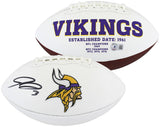 Vikings Jordan Addison Signed White Panel Logo Football W/ Case BAS Witnessed