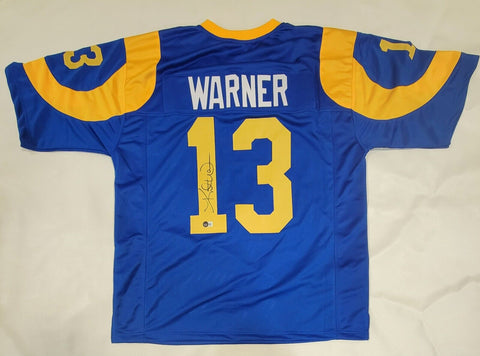 KURT WARNER SIGNED AUTOGRAPHED PRO STYLE CUSTOM XL JERSEY w/ BECKETT QR