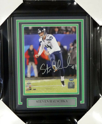 STEVEN HAUSCHKA AUTOGRAPHED FRAMED 8X10 PHOTO SEAHAWKS SUPER BOWL MCS 100317