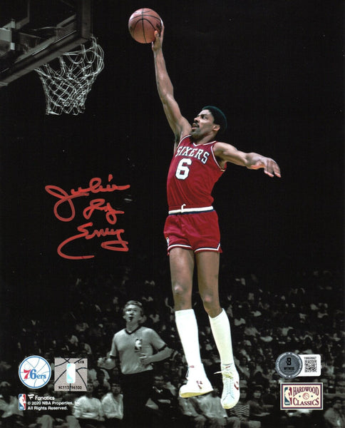 Julius Dr. J Erving Signed Philadelphia 76ers Spotlight Dunk 8x10 Photo Beckett