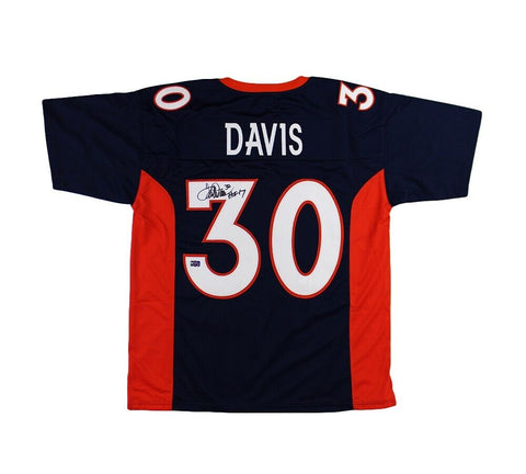 Terrell Davis Signed Denver Custom Blue Jersey with "HOF 17" Inscription