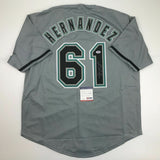 Autographed/Signed LIVAN HERNANDEZ 97 WS MVP Florida Grey Jersey PSA/DNA COA