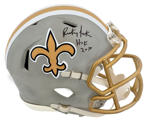 Rickey Jackson Signed Saints FLASH Riddell Speed Mini Helmet w/HOF 2010 (SS COA)