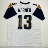 Autographed/Signed Kurt Warner St. Louis White Retro Football Jersey BAS COA