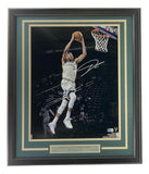 Giannis Antetokounmpo Signed Framed 16x20 Milwaukee Bucks Dunk Photo BAS ITP