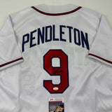 Autographed/Signed Terry Pendleton Atlanta White Baseball Jersey JSA COA