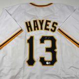 Autographed/Signed Ke'Bryan Hayes Pittsburgh White Baseball Jersey Beckett COA