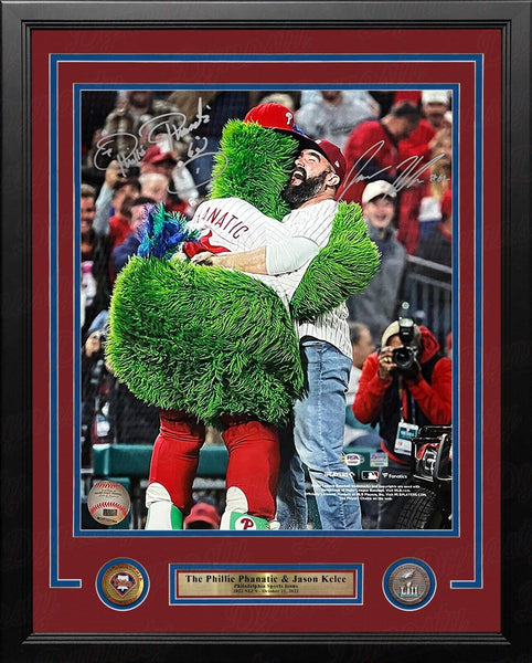 Jason Kelce & Phillie Phanatic NLCS Autographed Signed 16x20 Framed Photo PSA