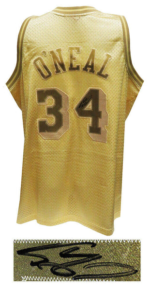 Shaquille O'Neal Signed LA Lakers Mitchell & Ness Gold NBA Basketball Jersey- SS