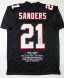 Deion Sanders Autographed Black Pro Style STAT Jersey- Beckett W *Black *1