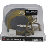 Puka Nacua Autographes Los Angeles Rams Slate Mini Helmet Beckett 48364