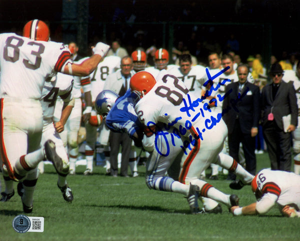 Jim Houston Autographed Cleveland Browns 8x10 Photo 2 Insc BAS 45514