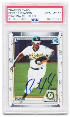 Robert Puason Autographed 2020 Topps Bowman Chrome RC Card #BP-145 (PSA/Auto 10)