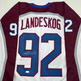 Autographed/Signed Gabriel Landeskog White Colorado Hockey Jersey JSA COA