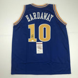 Autographed/Signed TIM HARDAWAY Golden State Blue Basketball Jersey JSA COA Auto