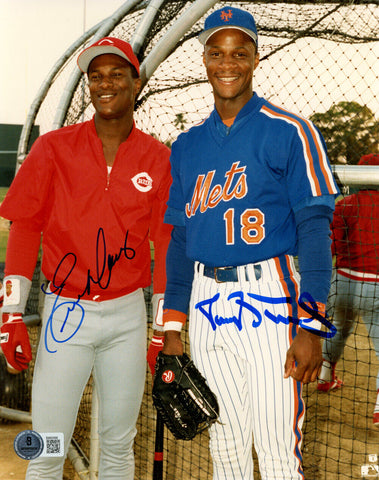 Darryl Strawberry & Eric Davis Autographed 8x10 Photo Beckett 45143