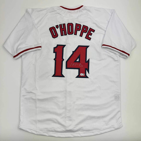 Autographed/Signed Logan O'Hoppe Los Angeles LA Anaheim White Jersey BAS COA