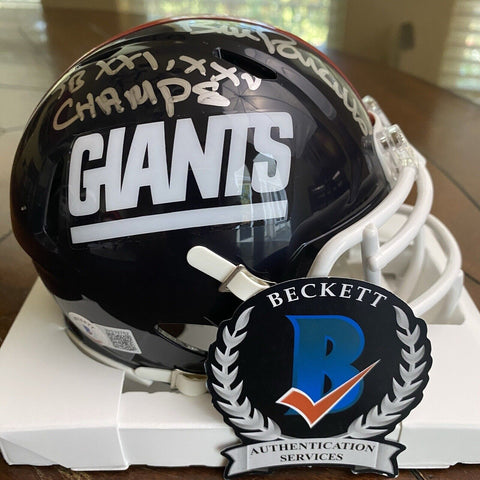 Bill Parcels Autographed Signed NY Giants Mini Helmet SB Champs XXI, XXV Beckett