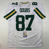 Autographed/Signed Romeo Doubs Green Bay White Football Jersey JSA COA