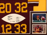 FRAMED USC TROJANS OJ SIMPSON-ALLEN-GARRETT-WHITE SIGNED HEISMAN JERSEY PSA