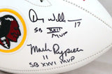 Williams/Riggins/Rypien Autographed WFT Logo Football w/SB MVP-Beckett W Holo