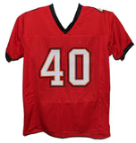 Mike Alstott Autographed/Signed Pro Style Red XL Jersey SB Champs Beckett 39144