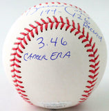 David Cone Autographed Rawlings OML Baseball w/ 3 Stats - JSA W Auth *Blue