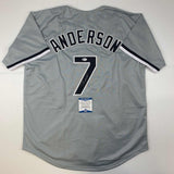 Autographed/Signed Tim Anderson Chicago Grey Baseball Jersey Beckett BAS COA